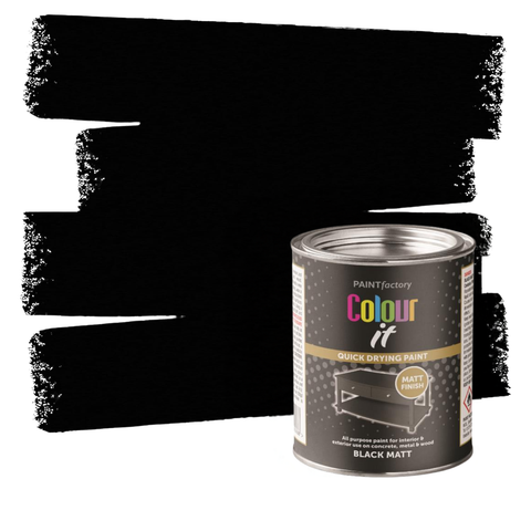 Black Matt Paint Interior Exterior Use 300ml Tin - Quick Dry, All Purpose Use for Concrete, Metal & Wood