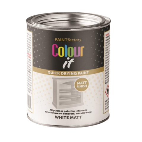 White Matt Paint Interior Exterior Use 300ml Tin - Quick Dry, All Purpose Use for Concrete, Metal & Wood