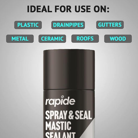 Spray & Seal Black Mastic Sealant 400ml Leak Fix Stop Sealant Instant For Waterproof Gutter, Roof, Pipe, Windows