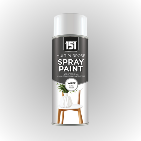 White Satin Spray Paint for Wood Metal Brick Gloss Finish Professional Fast Drying 400ml - MultiPurpose
