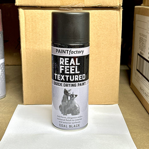 Paint Factory Real Feel Textured Quick Drying Spray Paint 400ml Coal Black
