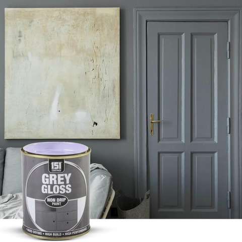 Grey Gloss Non-Drip Paint Interior Exterior Use 300ml Tin - Hard Drying, High Performance