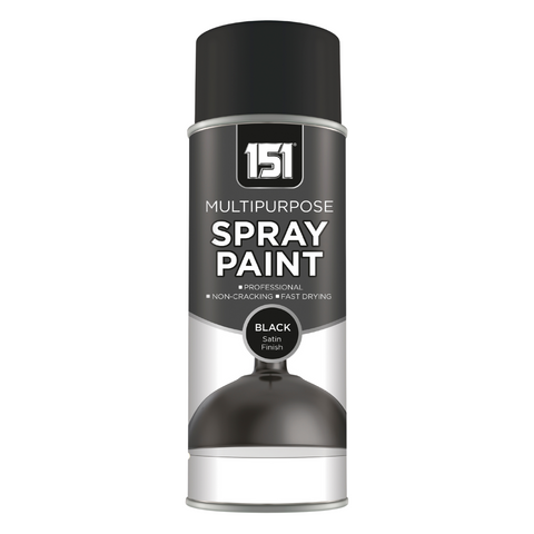 Black Spray Paint Satin Finish for Metal Wood Fast Drying 400ml - Multipurpose
