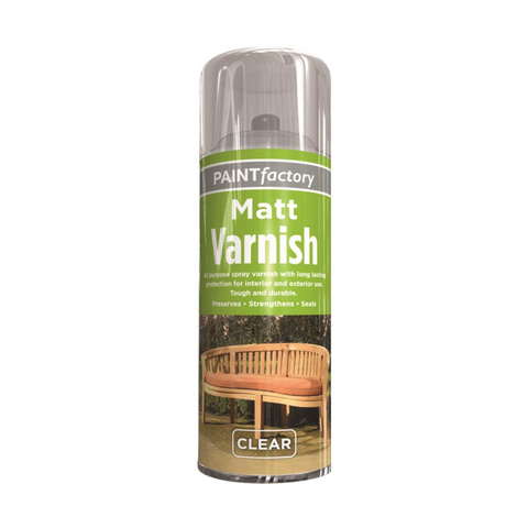 Matt Varnish Aerosol Spray Clear 400ml Long Lasting Protection - Tough Durable Indoor Outdoor Use