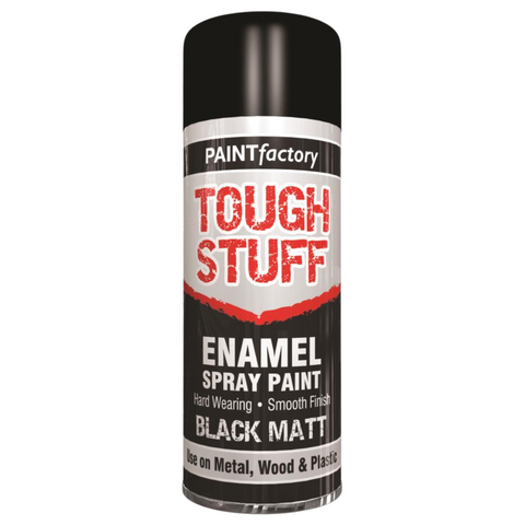 Tough Stuff Enamel Spray Paint Black Matt 400ml for Wood, Metal & Plastic - Interior Exterior Use