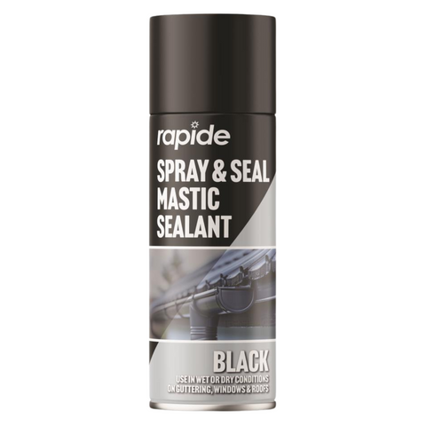 Spray & Seal Black Mastic Sealant 400ml Leak Fix Stop Sealant Instant For Waterproof Gutter, Roof, Pipe, Windows