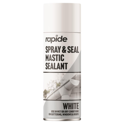 Spray & Seal White Mastic Sealant 400ml Leak Fix Stop Sealant Instant For Waterproof Gutter, Roof, Pipe, Windows