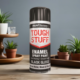 Paint Factory Tough Stuff Enamel Black Gloss Spray Paint for Wood Metal 400ml