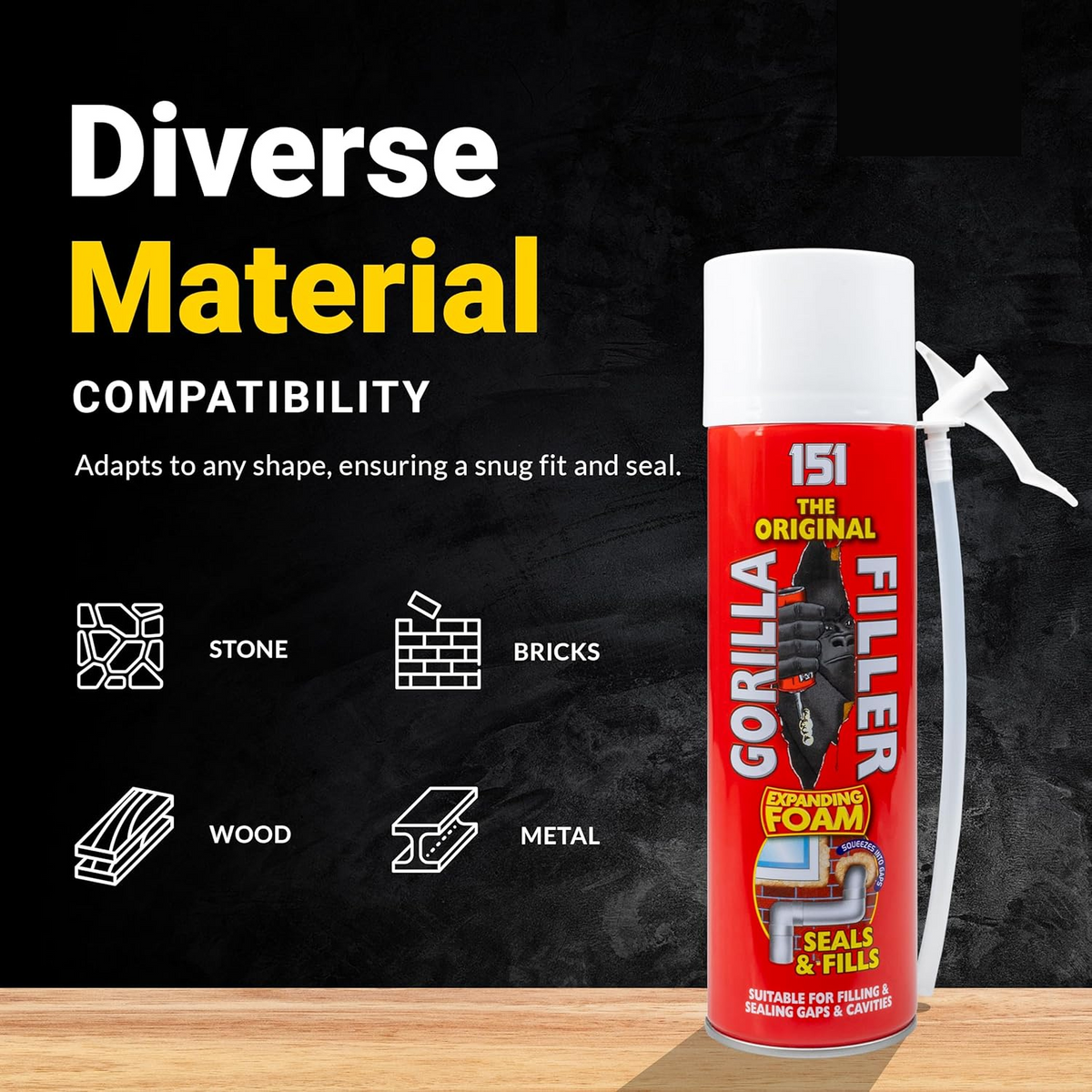 Gorilla Expanding Foam Filler 500ml | Gap & Crack Sealant product image