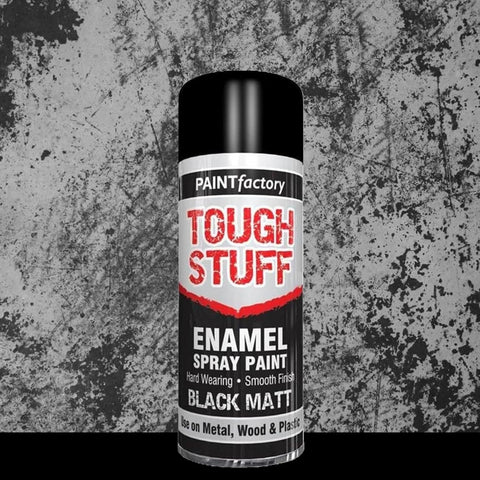 Tough Stuff Enamel Spray Paint Black Matt 400ml for Wood, Metal & Plastic - Interior Exterior Use