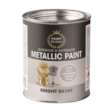 Metallic Paint Bright Silver Interior Exterior Use 300ml Tin - Quick Dry, High Coverage, Multi-Surface Use