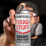 Tough Stuff Enamel Spray Paint Silver Gloss 400ml for Wood, Metal & Car - Smooth Finish