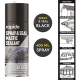 Spray & Seal Black Mastic Sealant 400ml Leak Fix Stop Sealant Instant For Waterproof Gutter, Roof, Pipe, Windows