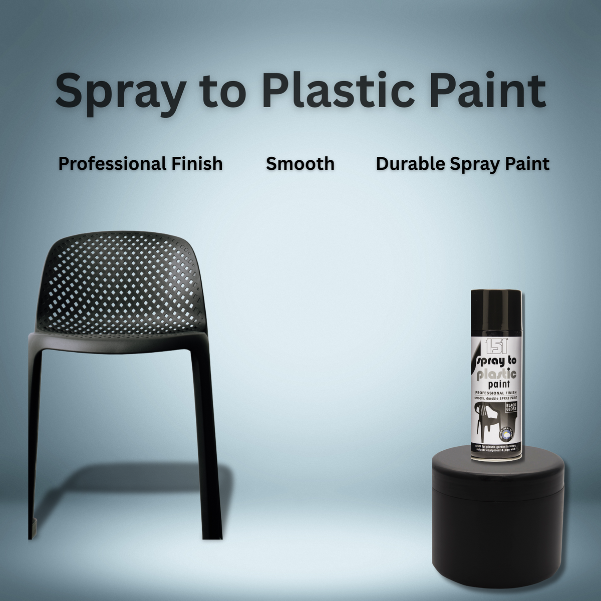 Black Gloss Plastic Spray Paint 400ml | Garden Furniture & Pipework product image