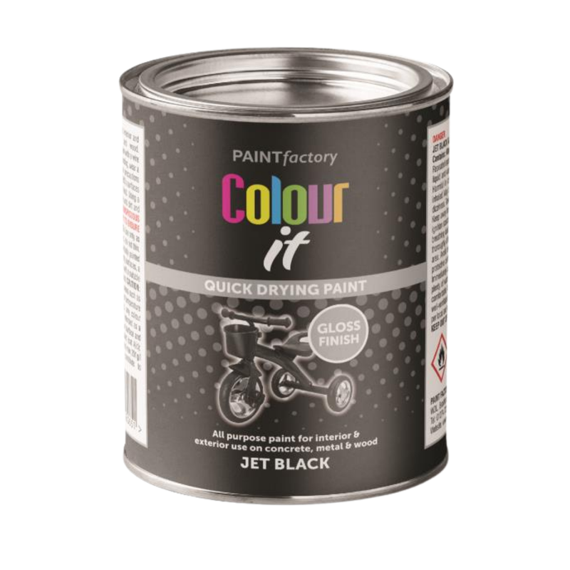 Black Matt Paint Interior Exterior Use 300ml Tin - Quick Dry, All Purpose Use for Concrete, Metal & Wood