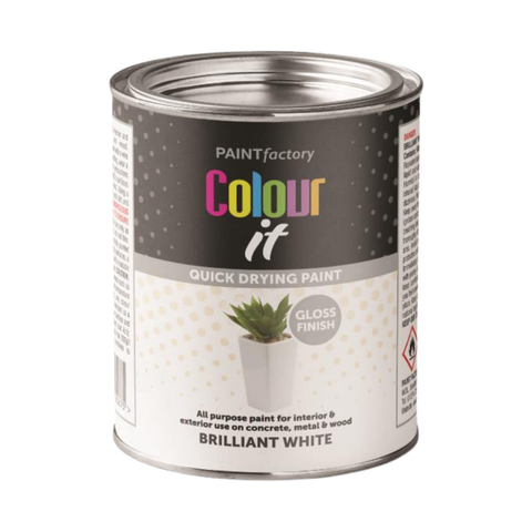 White Gloss Paint Interior Exterior Use 300ml Tin - Quick Dry, All Purpose Use for Concrete, Metal & Wood