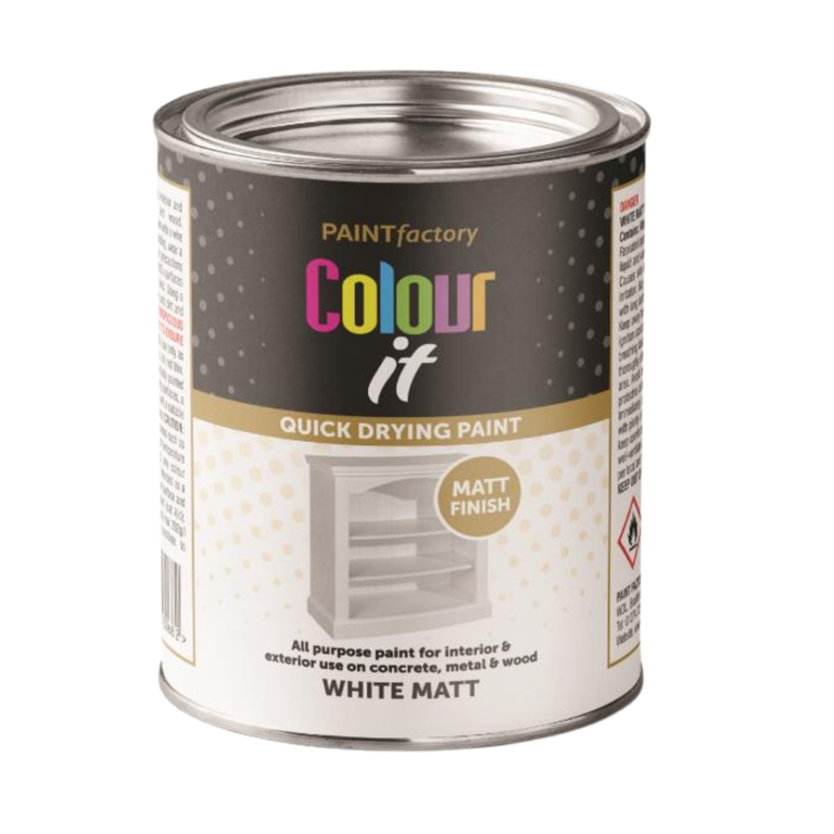 White Matt Paint Interior Exterior Use 300ml Tin - Quick Dry, All Purpose Use for Concrete, Metal & Wood