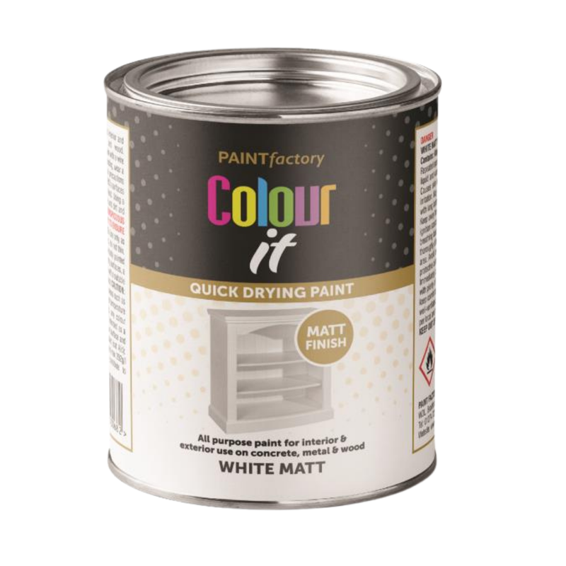 White Matt Paint Interior Exterior Use 300ml Tin - Quick Dry, All Purpose Use for Concrete, Metal & Wood