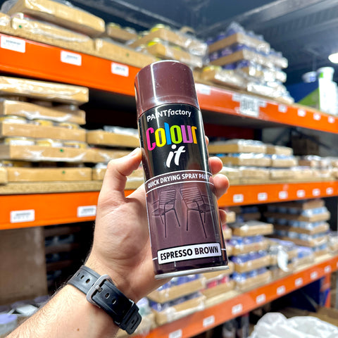 Inspired Essentials All Purpose Aerosol Spray Paint 400ml Quick Drying Spray, Fast Dry and Excellent Coverage for Metal, Wood, Plastic and More (Espresso Brown)