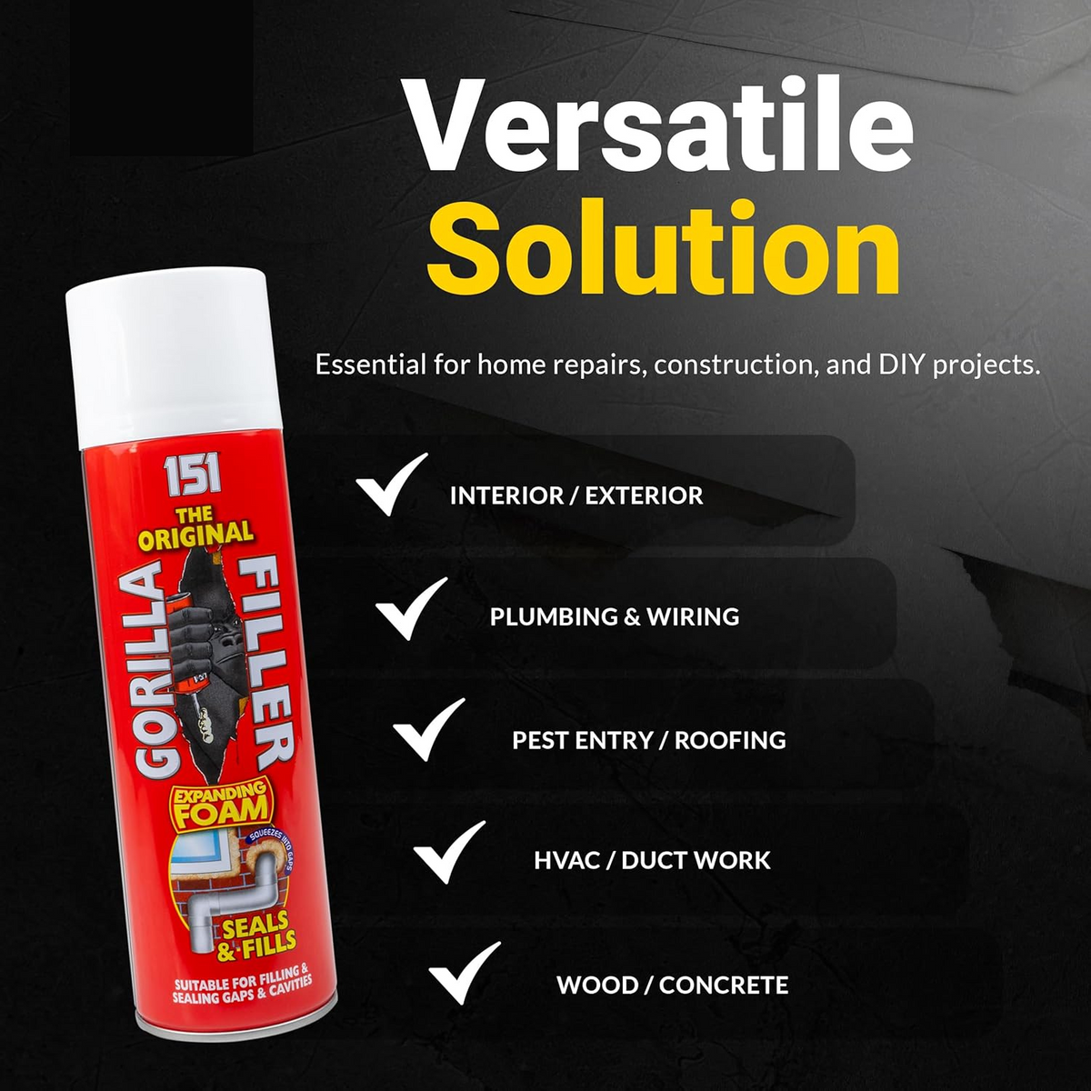 Gorilla Expanding Foam Filler 500ml | Gap & Crack Sealant product image