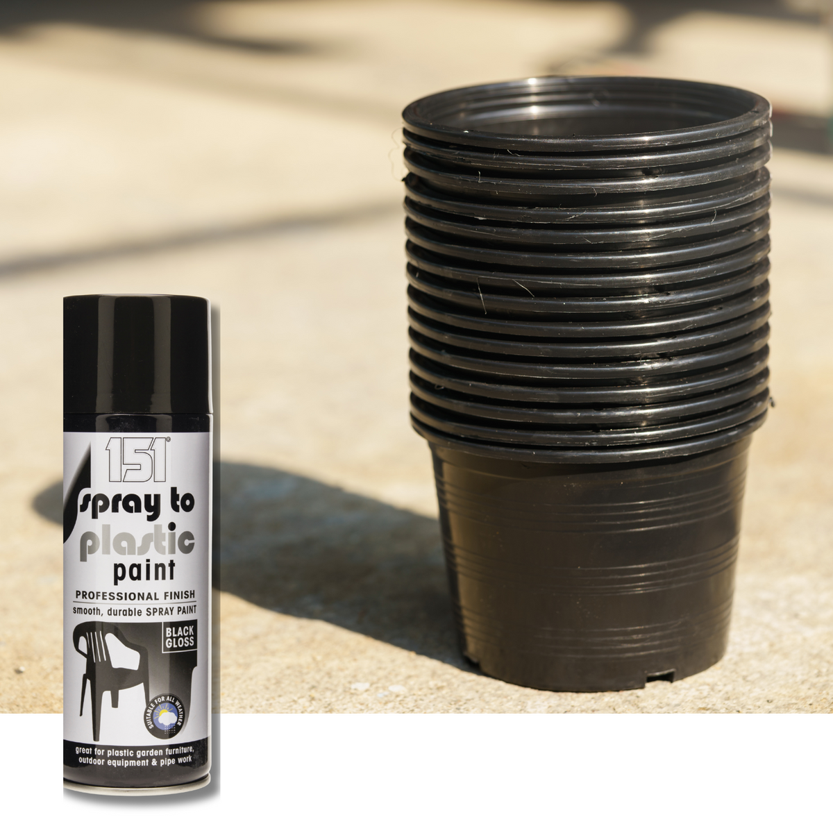 Black Gloss Plastic Spray Paint 400ml | Garden Furniture & Pipework product image