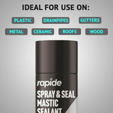 Spray & Seal Black Mastic Sealant 400ml Leak Fix Stop Sealant Instant For Waterproof Gutter, Roof, Pipe, Windows