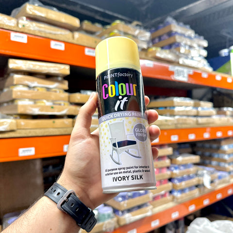 All Purpose Spray Paint Aerosol Matt Gloss Metallic Chalk Wood Car Metal Plastic Colour: Ivory Gloss - All Purpose / Size: 400ML / Pack SIze: 1 Pack