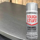 Tough Stuff Enamel Spray Paint Silver Gloss 400ml for Wood, Metal & Car - Smooth Finish