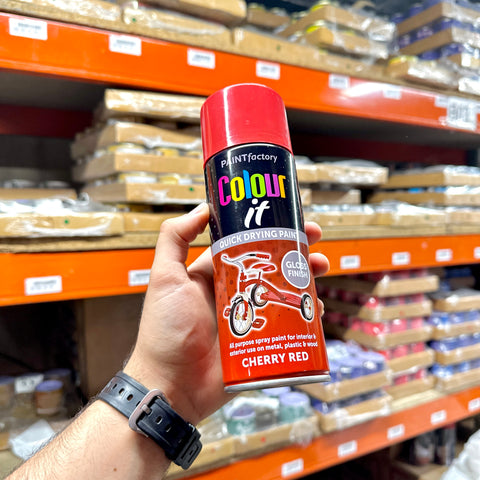Inspired Essentials All Purpose Aerosol Spray Paint 400ml Quick Drying Spray, Fast Dry and Excellent Coverage for Metal, Wood, Plastic and More (Cherry Red)
