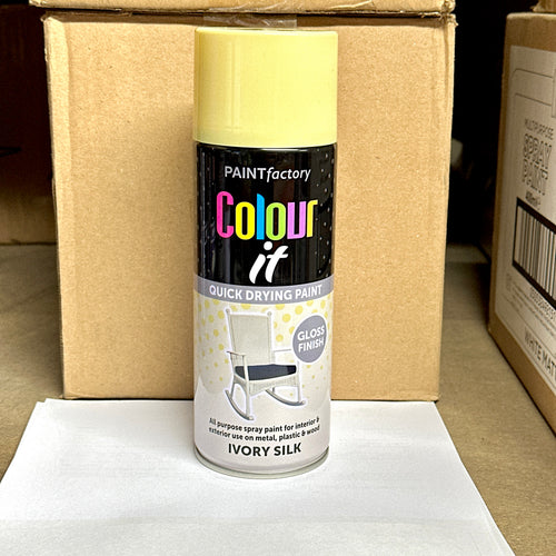 All Purpose Spray Paint Aerosol Matt Gloss Metallic Chalk Wood Car Metal Plastic Colour: Ivory Gloss - All Purpose / Size: 400ML / Pack SIze: 1 Pack