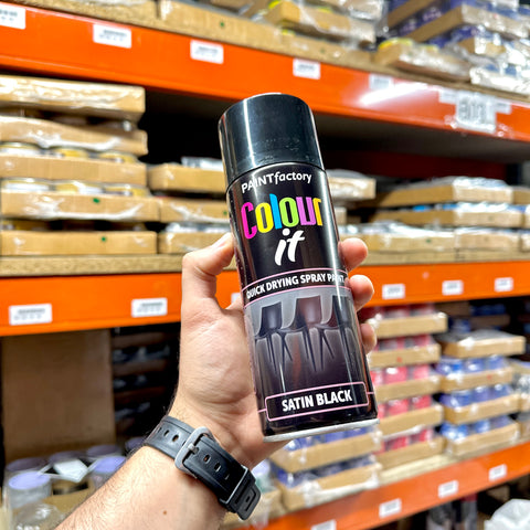 Inspired Essentials All Purpose Aerosol Spray Paint 400ml Quick Drying Spray, Fast Dry and Excellent Coverage for Metal, Wood, Plastic and More (Black Satin)