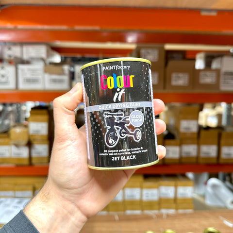 Jet Black Gloss Paint Interior Exterior Use 300ml Tin - Quick Dry, All Purpose Use for Concrete, Metal & Wood