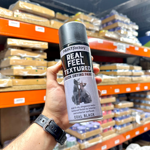 Paint Factory Real Feel Textured Quick Drying Spray Paint 400ml Coal Black