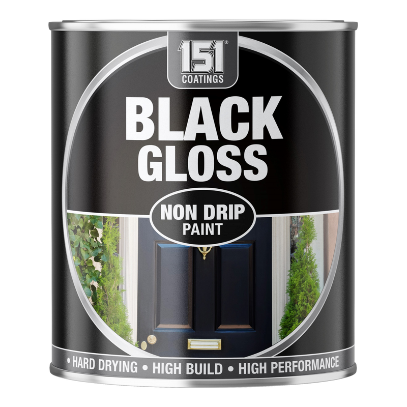 Black Gloss Non-Drip Paint Interior Exterior Use 300ml Tin - Hard Drying, High Performance