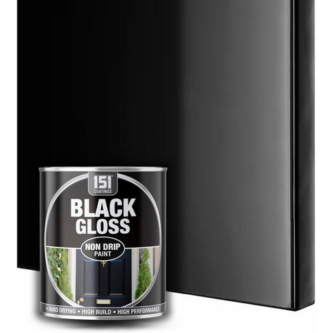 Black Gloss Non-Drip Paint Interior Exterior Use 300ml Tin - Hard Drying, High Performance