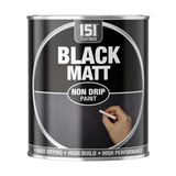 Black Matt Non-Drip Paint Interior Exterior Use 300ml Tin - Hard Drying, High Performance