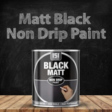Black Matt Non-Drip Paint Interior Exterior Use 300ml Tin - Hard Drying, High Performance