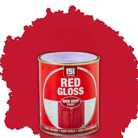 Red Gloss Non-Drip Paint Interior Exterior Use 300ml Tin - Hard Drying, High Performance