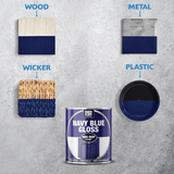 Navy Blue Gloss Non-Drip Paint Interior Exterior Use 300ml Tin - Hard Drying, High Performance