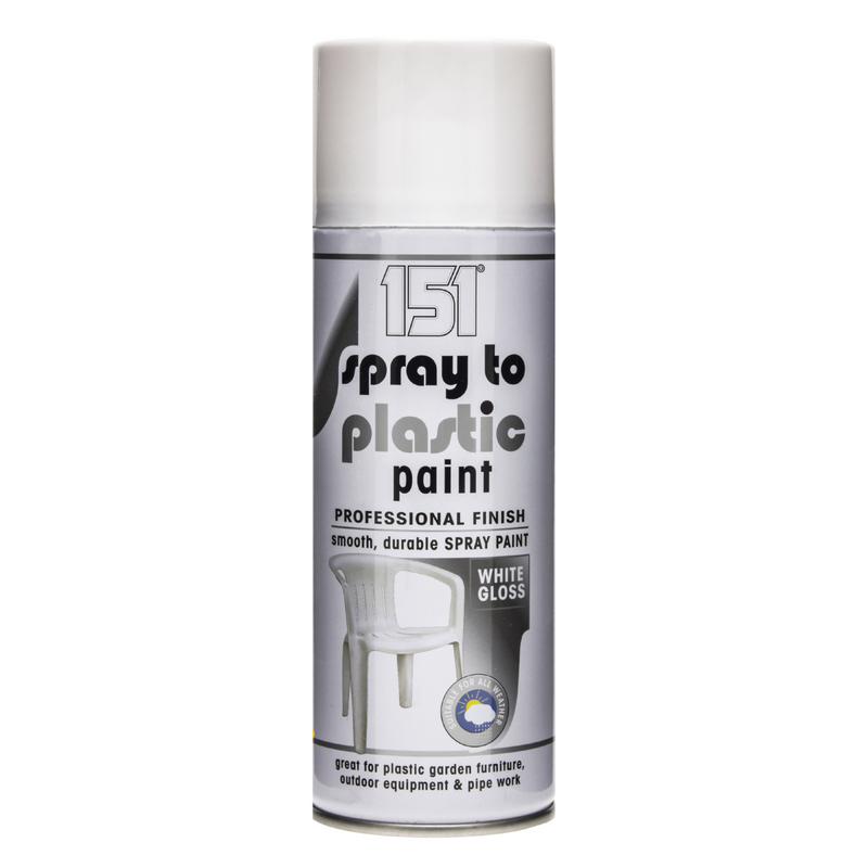 Plastic Spray Paint White Gloss Finish 400ml for Garden, Furniture & Pipe Work