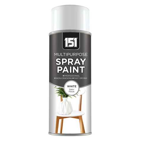 White Satin Spray Paint for Wood Metal Brick Gloss Finish Professional Fast Drying 400ml - MultiPurpose
