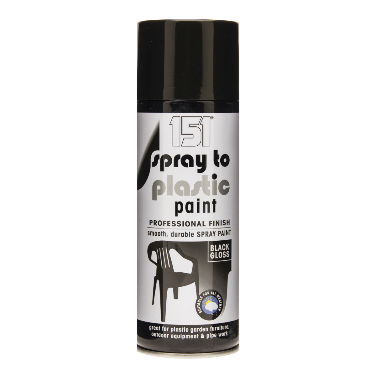 Black Gloss Plastic Spray Paint 400ml | Garden Furniture & Pipework product image