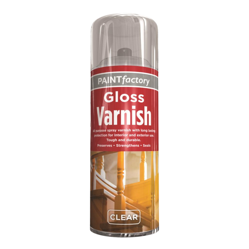 Gloss Varnish Aerosol Spray Clear 400ml Long Lasting Protection - Tough Durable Indoor Outdoor Use