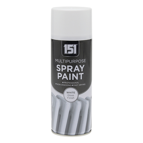 White Spray Paint Gloss Finish 400ml MultiPurpose Professional Use for Metal, Wood, DIY - Fast Drying