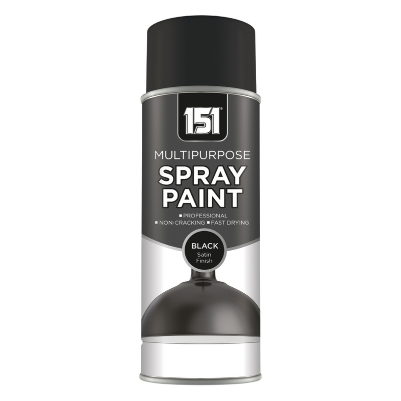 Black Spray Paint Satin Finish for Metal Wood Fast Drying 400ml - Multipurpose