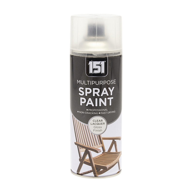 Clear Lacquer Spray Paint Gloss Finish 400ml - MultiPurpose Fast Drying