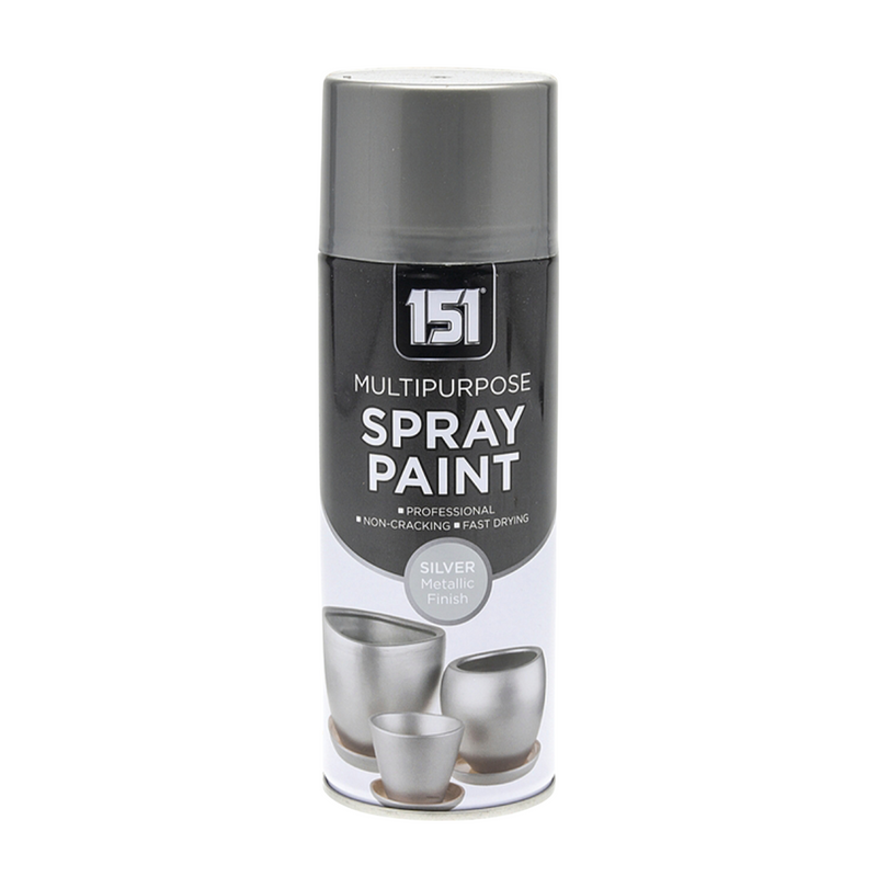 Silver Metallic Spray Paint Multi Purpose Professional Fast Drying 400ml