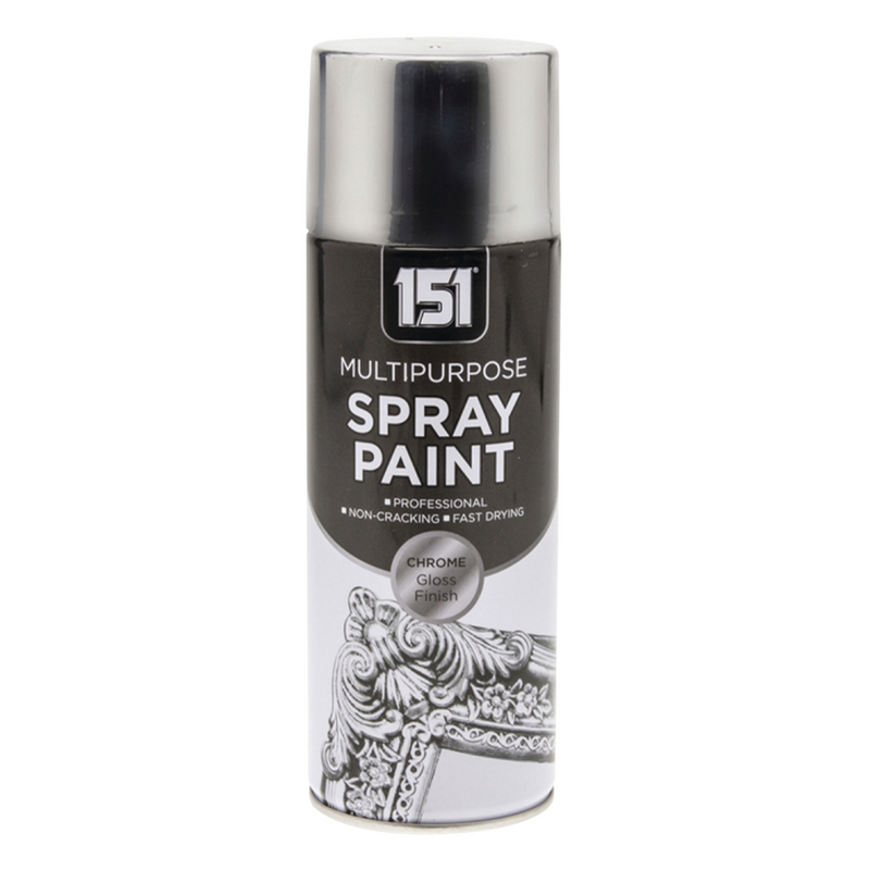 Chrome Spray Paint Gloss Finish 400ml - MultiPurpose Fast Drying