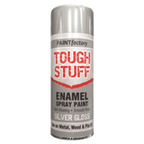 Tough Stuff Enamel Spray Paint Silver Gloss 400ml for Wood, Metal & Car - Smooth Finish