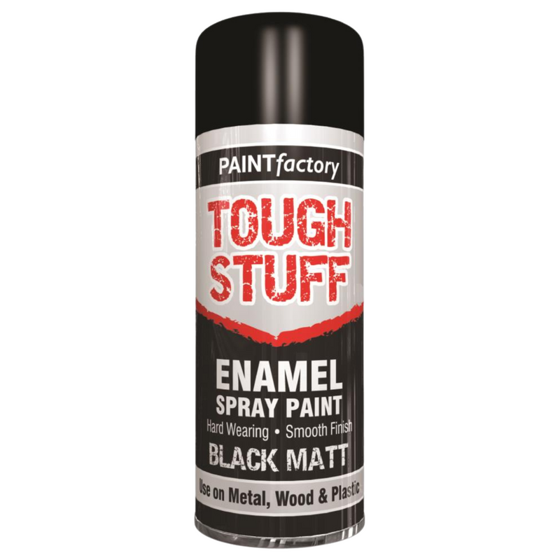 Tough Stuff Enamel Spray Paint Black Matt 400ml for Wood, Metal & Plastic - Interior Exterior Use